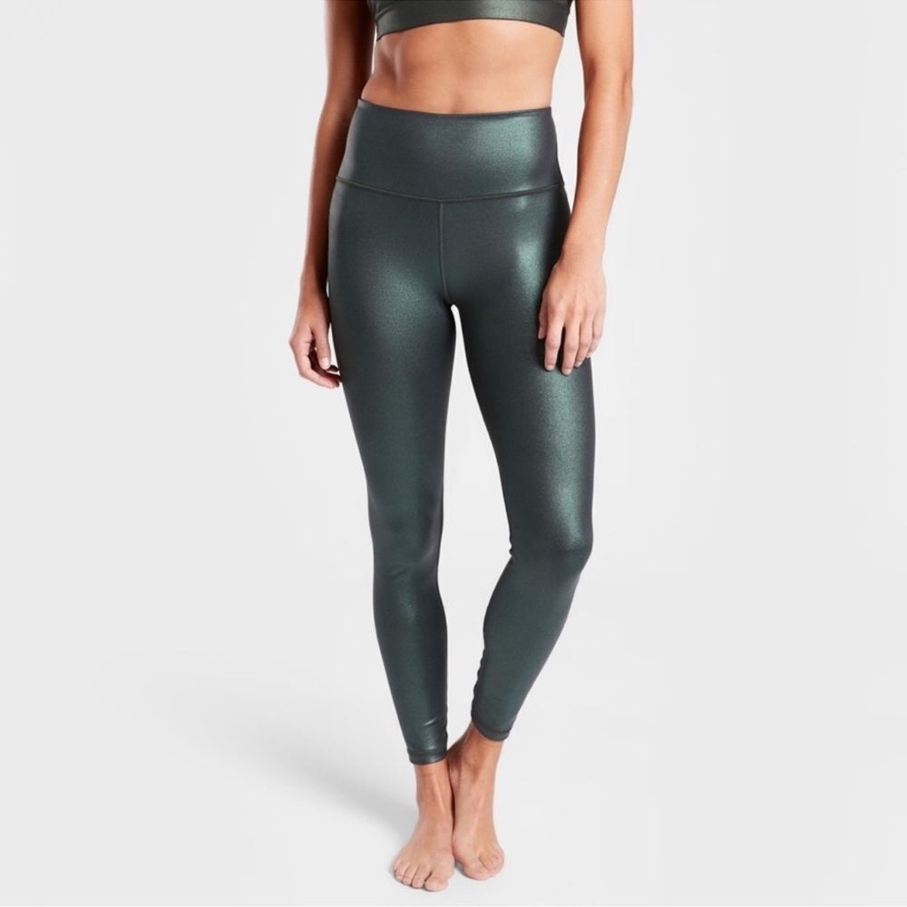 Worn Once Athleta Elation Ultra High Rise Shimmering Green Leggings Small Tall